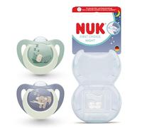 NUK First Choice Night - Chupete ortodóntico que brilla en la oscuridad, aceptación del 95% del bebé, hipopótamo y koala, 2 unidades