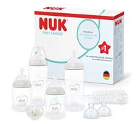 NUK First Choice Perfect Start Set de Biberones | 0-6 Meses | 4 Biberones Anticólicos (150 ml, 300 ml), 2 Tetinas, 1 Chupete First Choice, 1 Cepillo para Biberones | Neutral | 8 Piezas