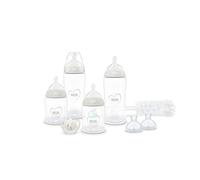 NUK First Choice Perfect Start Set de Biberones | 0-6 Meses | 4 Biberones Anticólicos (150 ml, 300 ml), 2 Tetinas, 1 Chupete First Choice, 1 Cepillo para Biberones | Neutral | 8 Piezas