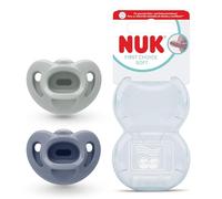NUK First Choice Soft Chupete para bebé | 0-6 meses | Chupetes ortodónticos hechos de silicona 100% súper suave | 95% de aceptación por parte de los bebés** | Verde/Azul | 2 unidades