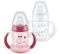 NUK First Choice+ Taza de aprendizaje de día y noche | Taza antifugas | 6-18 meses | Boquilla de silicona antifugas | Válvula anticólico | Sin BPA | 150 ml | Violeta