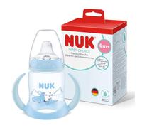 NUK First Choice vaso aprendizaje bebé, 6+ meses, Azul Foca, Biberón 150 ml, a prueba de fugas, asas antideslizantes, 1 unidades