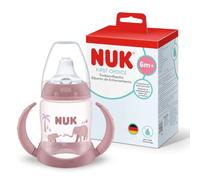 NUK First Choice vaso aprendizaje bebé, 6+ meses, elefante rosa, Biberón 150 ml, a prueba de fugas, asas antideslizantes, 1 unidades