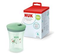 NUK First Choice vaso con pajita niños, 12+ meses, Tortuga verde, Vaso bebé 230 ml, a prueba de fugas, con pajita, 1 unidades