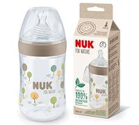 NUK for Nature Biberón | Tetina media | Tetina de silicona sostenible similar al pecho con ventilación anticólicos | Control de temperatura | Sin BPA | 260ml | Beige