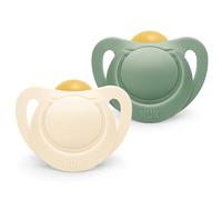 NUK for Nature chupete | 0-6 meses | Chupetes ecológicos de caucho | Más del 98 % de materias primas naturales | Verde eucalipto | 2 unidades