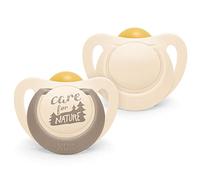 NUK for Nature chupete | 6-18 meses | Chupetes de caucho sostenibles | Producto fabricado con materias primas 98 % naturales | Aceptado por el 99 % de los bebés | Sin BPA | Beige | 2 unidades
