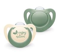 NUK for Nature chupetes | 0-6 meses | silicona sostenible | Producto fabricado con materias primas 100 % naturales | Aceptado por el 99 % de los bebés | Sin BPA | Verde | 2 unidades