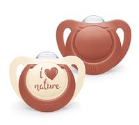 NUK for Nature chupetes | 6-18 meses | Chupetes de silicona sostenibles | Producto fabricado con materias primas 100 % naturales | Aceptado por el 99 % de los bebés | Sin BPA | Rojo | 2 unidades