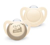 NUK for Nature chupetes | 6-18 meses | Chupetes de silicona sostenibles | Producto fabricado con materias primas 100 % naturales | Aceptado por el 99 % de los bebés | Sin BPA | Beige | 2 unidades