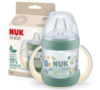 NUK for Nature - Vaso para beber | 150 ml | Asas y boquilla similar al pecho | A prueba de fugas | 6-18 meses | Anticólicos | Control de temperatura | Materiales sostenibles y sin BPA | Verde