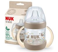NUK for Nature - Vaso para beber de 6 a 18 meses, 150 ml, asas y boquilla de silicona sostenible similar al pecho, a prueba de fugas, anticólicos, control de temperatura, sin BPA, color beige