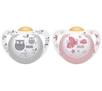 NUK Genius Color - Chupete de látex, con forma adecuada para la mandíbula, Color Rosa, Talla 0-6 meses, 2 unidades