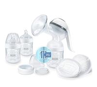 NUK Juego de 6 bombas de leche de mano Nature Sense, con bomba de leche manual, biberones y almohadillas Ultra Dry Comfort