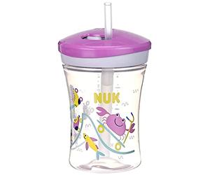 NUK Learn to Drink set de tazas para sorber | Biberón Entrena con boquilla blanda (+6M) | Magic Cup a prueba de derrames de 360° (+8M) y Action Cup para llevar (+12M) | 230 ml | Sin BPA | Amarillo