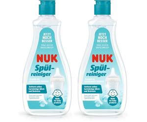 NUK Limpiador de lavavajillas para biberones | 500 ml | Ideal para la limpieza de biberones, chupitos y accesorios | Limpiador sin fragancias | pH neutro | Botella 100% reciclable (Paquete de 2)