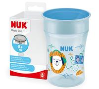 NUK Magic Cup vaso aprendizaje bebe | +8 meses | 230 ml | Borde a prueba de derrames de 360° para beber desde cualquier lado | A prueba de fugas | azul (erizo)