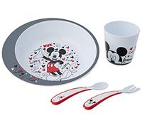 Nuk Mickey Mouse - Set de Vajilla para Niños (9+ meses) con Plato, Vaso , Cuchara y Tenedor