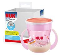 NUK Mini Magic Cup Night taza para sorber | +6 meses | 160 ml | Borde a prueba de derrames de 360° para beber desde cualquier lado | Brilla en la oscuridad | Sin BPA | Conejito (rosa)