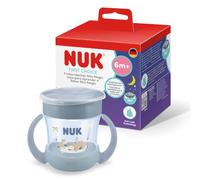 NUK Mini Magic Cup Night vaso aprendizaje bebé, 6+ meses, Hipopótamo gris, Vaso bebé 160 ml, borde antiderrame de 360°, asas antideslizantes, brilla en la oscuridad, 1 unidades