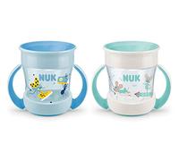 NUK Mini Magic Cup taza para sorber | Borde a prueba de derrames de 360° | +6 meses | Asas para facilitar la sujeción | Sin BPA | 160 ml | 2 unidades | Azul y turquesa