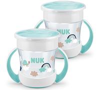 NUK Mini Magic Cup taza para sorber | Borde a prueba de derrames de 360° | +6 meses | Asas para facilitar la sujeción | Sin BPA | 160 ml | 2 unidades | Turquesa