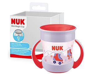 NUK Mini Magic Cup taza para sorber | Borde a prueba de derrames de 360° | +6 meses | Asas para facilitar la sujeción | Sin BPA | 160 ml | Mono (azul)