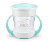 NUK Mini Magic Cup vaso aprendizaje bebe | +6 meses | 160 ml | Borde a prueba de derrames de 360° para beber desde cualquier lado | Asas para facilitar la sujeción | Sin BPA y lavable | Azul