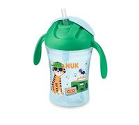 NUK Motion Cup Vaso para aprender a beber, 230 ml, pajita suave a prueba de fugas, asas ergonómicas, 8 meses o más, sin BPA, color verde