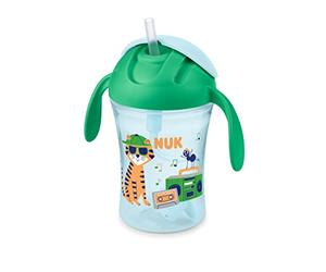 NUK Motion Cup - Vaso de aprendizaje (230 ml, pajita suave antifugas, asas ergonómicas, para niños de 8 meses o más, sin BPA, verde