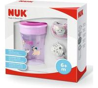Nuk - Pack Magic Cup Vaso antiderrame + Chupete Space Lila