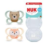 NUK Perfect Match Air Chupete para bebé | 0-6 meses | Chupetes ortodónticos que facilitan la ventilación y evitan la irritación | 95% de aceptación por parte de los bebés** | Zorro/Oso | 2 unidades