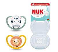 NUK Perfect Match Air Chupete para bebés de 18 a 36 meses, chupetes de ortodoncia que promueven el flujo de aire y previenen la erupción por saliva, aceptación del 95% del bebé, león y