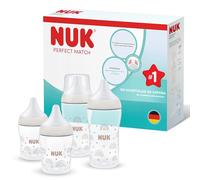 NUK Perfect Match Biberón | 0-3+ meses | 150 ml & 260 ml | Biberón anticólicos | PP | Indicador de control de temperatura | Arcoíris | 4 unidades