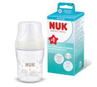 NUK Perfect Match Biberón | 0+ meses | 120 ml | Biberón anticólicos | Vidrio | Indicador de control de temperatura | Arcoíris | 1 unidad