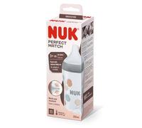 NUK Perfect Match Biberón 260 ml, a partir de 3 meses, gris (1 pieza)