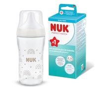 NUK Perfect Match Biberón | 3+ meses | 230 ml | Biberón anticólicos | Vidrio | Indicador de control de temperatura | Arcoíris | 1 unidad