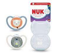 NUK Perfect Match - Chupete Air Night para bebés de 6 a 18 meses, brilla en la oscuridad, promueve el flujo de aire y previene erupciones por saliva, aceptación del 95% del bebé