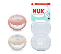 NUK Perfect Match Chupete para bebés de 0 a 6 meses, apto para lactancia, chupete de ortodoncia, aceptación del 95% del bebé, rojo y beige, 2 unidades