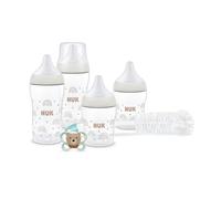 NUK Perfect Match Perfect Start Set de Biberones | 0-6 Meses | 4 Biberones Anticólicos (150 ml, 260 ml), 1 Chupete Perfect Match Air, 1 Cepillo para Biberones | Arcoíris | 6 Piezas
