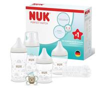 NUK Perfect Match Perfect Start Set de Biberones para Recién Nacidos | 0-6 Meses | 4 Biberones Anticólicos (150 ml, 260 ml), 1 Chupete Air, 1 Cepillo para Biberones | Arcoíris | 6 Piezas