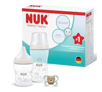NUK Perfect Match Set de Biberones y Chupete para Recién Nacidos | 0-6 Meses | 2 Biberones Anticólicos (150 ml, 260 ml), 1 Chupete Perfect Match Air | Arcoíris | 3 Piezas