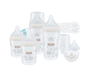 NUK Perfect Match Start Set de Biberones para Recién Nacidos | +0-6 m | Se adapta al bebé como el pecho de mama | 4 biberones anticólico, chupete, escobilla y tetinas | Mickey Mouse Disney | 9 uds.