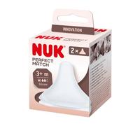 NUK Perfect Match Tetinas para biberón | +3 meses | Se adapta al bebé como el pecho de mama | Ventilación anticólico | Tetina de silicona mediana para biberones | 2 uds.