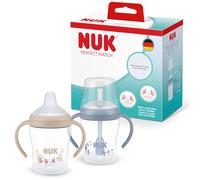 NUK Perfect Match Vaso de Aprendizaje Bebe | 6+ meses | 150 ml | Vaso antiderrame bebe con pajita a prueba de fugas | Asas antideslizantes | Azul | 2 unidades
