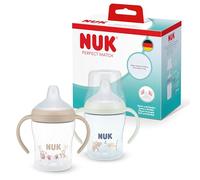 NUK Perfect Match Vaso de Aprendizaje Bebe | 6+ meses | 150 ml | Vaso antiderrames para niños pequeños | Asas antideslizantes | Brilla en la oscuridad | Azul | 2 unidades
