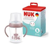 NUK Perfect Match Vaso de aprendizaje bebe con pajita | 8+ meses | 150 ml | Vaso antiderrame bebe con pajita a prueba de fugas | Asas antideslizantes | Rosa | 1 unidad