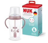 NUK Perfect Match Vaso de aprendizaje bebe con pajita | 8+ meses | 260 ml | Vaso antiderrame bebe con pajita a prueba de fugas | Asas antideslizantes | Rosa | 1 unidad