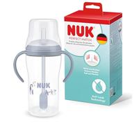NUK Perfect Match Vaso de aprendizaje bebe con pajita | 8+ meses | 260 ml | Vaso antiderrame bebe con pajita a prueba de fugas | Asas antideslizantes | Azul | 1 unidad