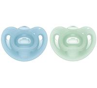 Nuk Sensitive Chupete 0-6 meses, 100% silicona para piel delicada, sin BPA, azul y verde, 2 unidades